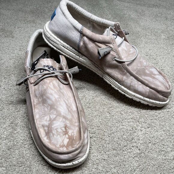 NWT HEY DUDE WALLY FUNK CANVAS Mens Shoe 15 Tan Lightweight Slip-On Camp Tie Dye - Picture 2 of 13